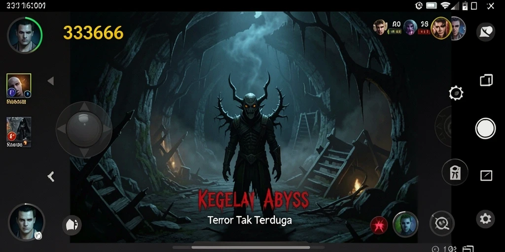 Screenshot gameplay menegangkan dari 333666 menampilkan suasana horor yang mencekam.