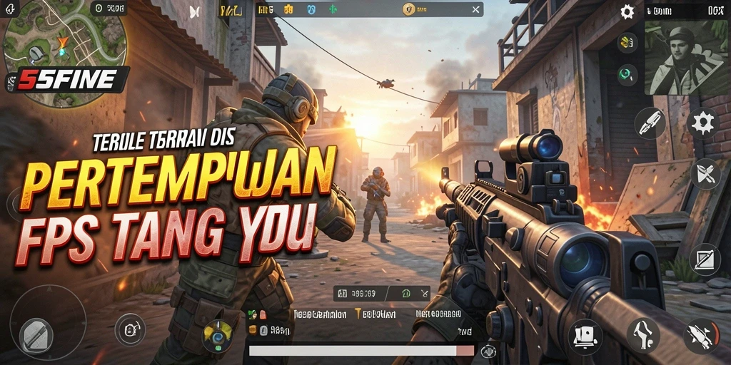 Screenshot gameplay menunjukkan aksi intens di peta urban.