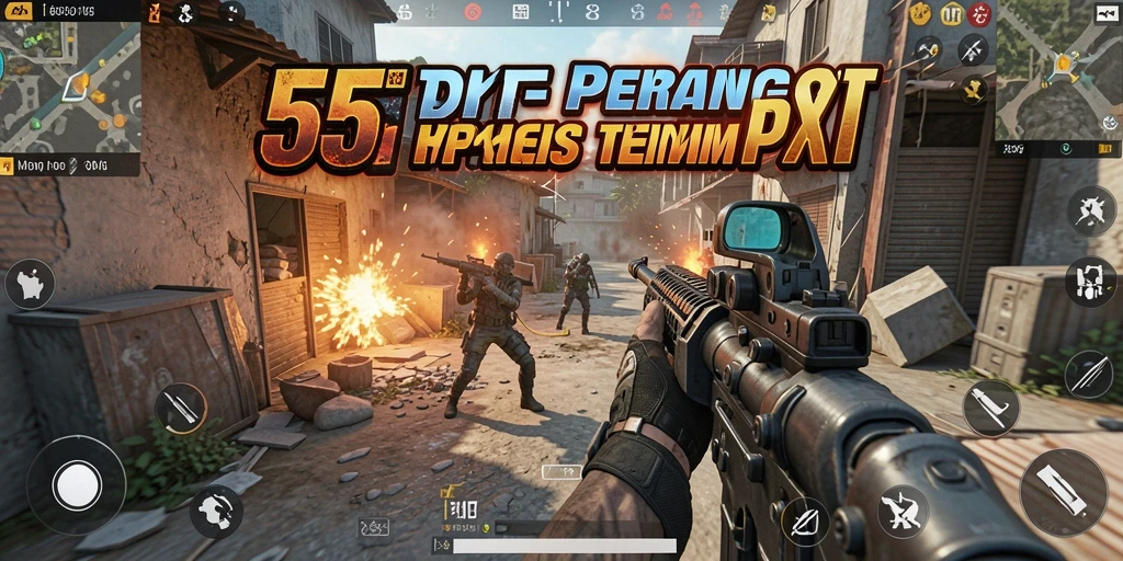 Gameplay seru dan mendebarkan di 55RT dengan aksi FPS yang cepat.