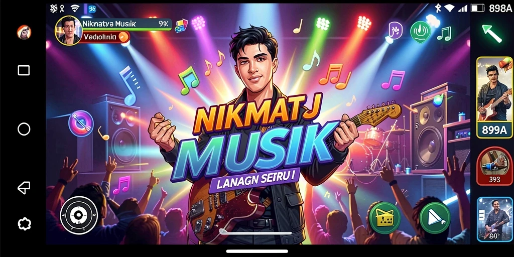 Screenshot gameplay 898A yang menunjukkan interaksi musik yang seru.