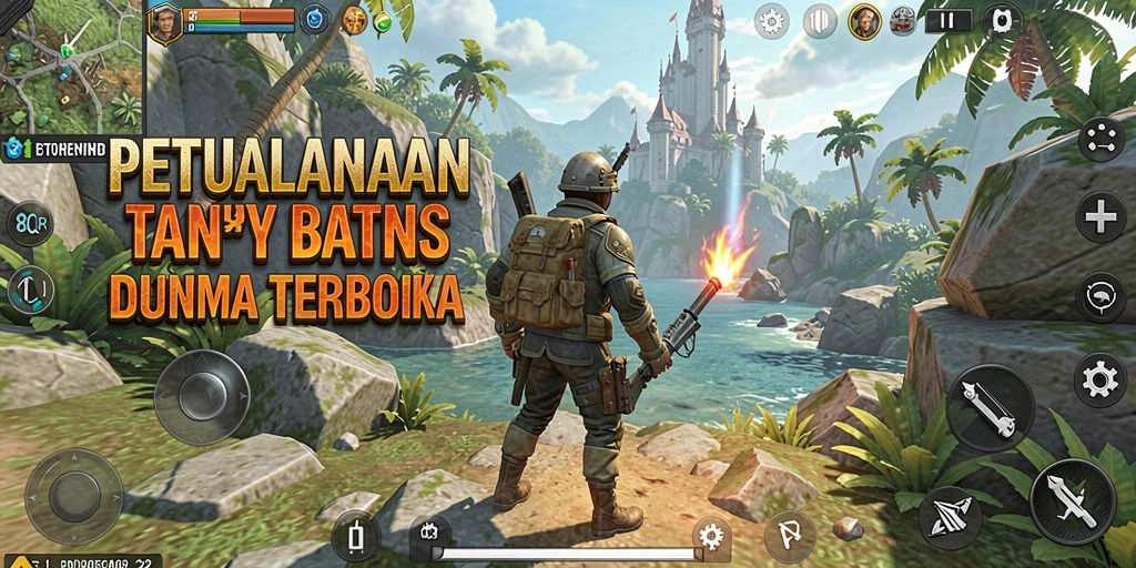 Gameplay <strong>8QR</strong> yang menampilkan eksplorasi dunia terbuka yang luas.