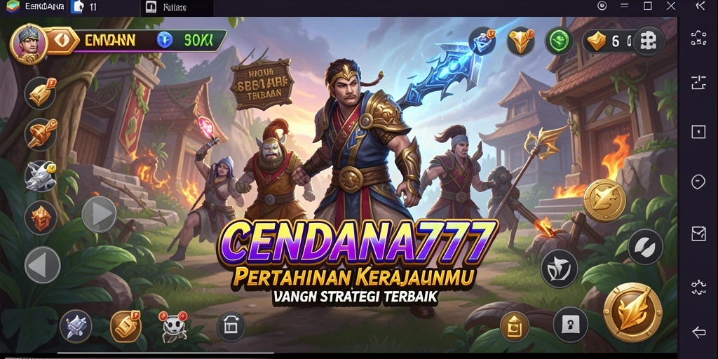 Screenshot gameplay CENDANA777 menampilkan aksi pertahanan menara yang intens.