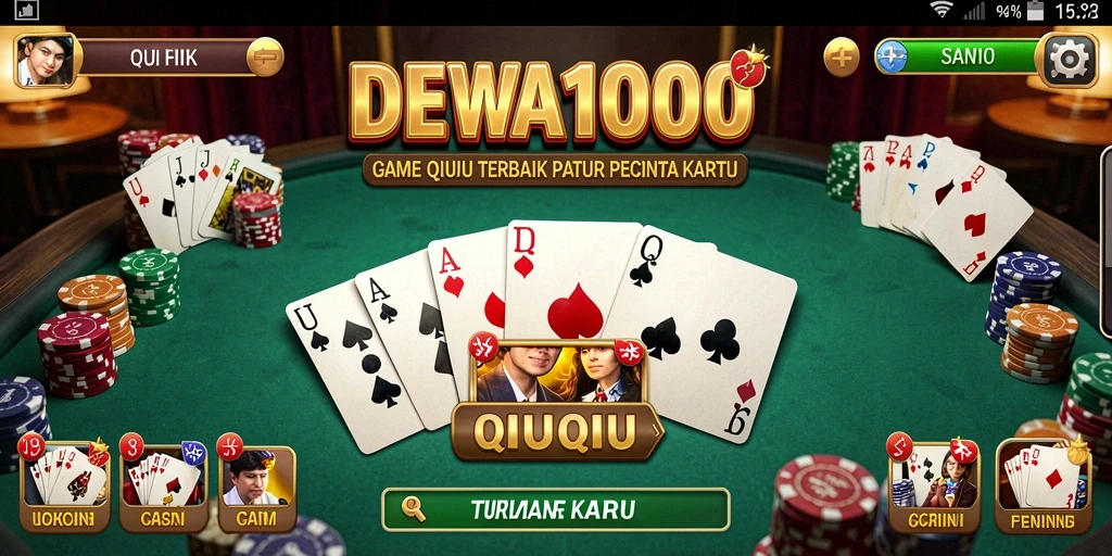 Tampilan gameplay seru saat bermain QiuQiu di DEWA1000.