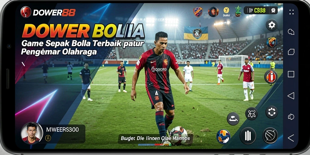 Screenshot DOWER88 menunjukkan aksi mendebarkan permainan sepak bola.
