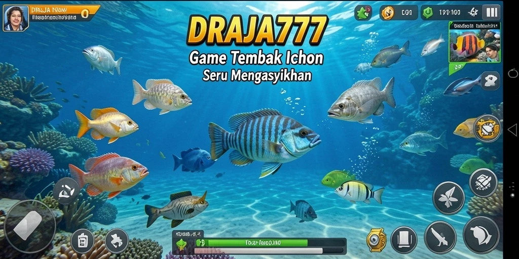 Gambaran gameplay seru dalam DRAJA777 dengan beragam ikan untuk ditembak.