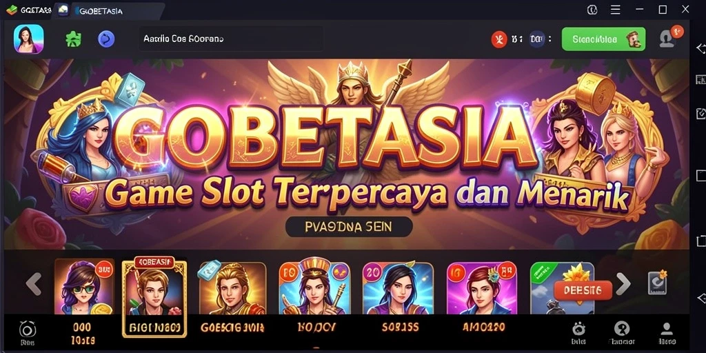 Tampilan gameplay menarik dari GOBETASIA dengan berbagai tema slot.