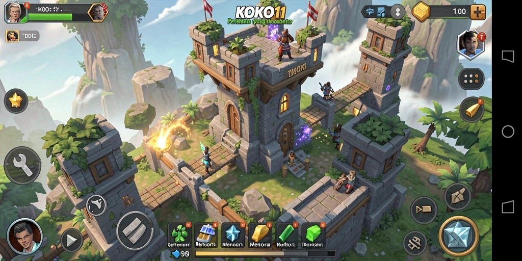 Screenshot KOKO11 menunjukkan aksi menegangkan dalam pertahanan menara.