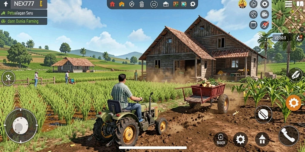 Tampilan gameplay NEX777 yang menarik dengan aktivitas bertani.