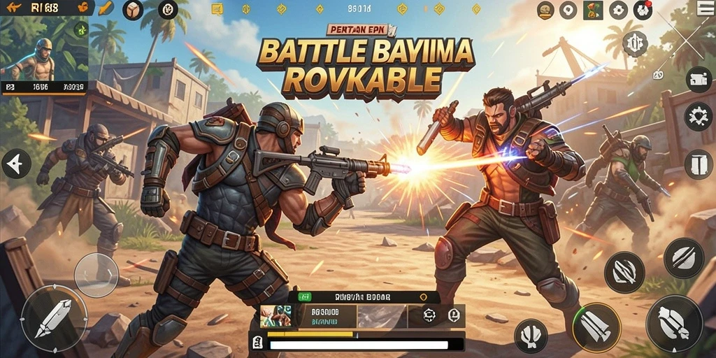 Tangkapan layar gameplay RI188 yang menampilkan pertempuran intens di arena Battle Royale.