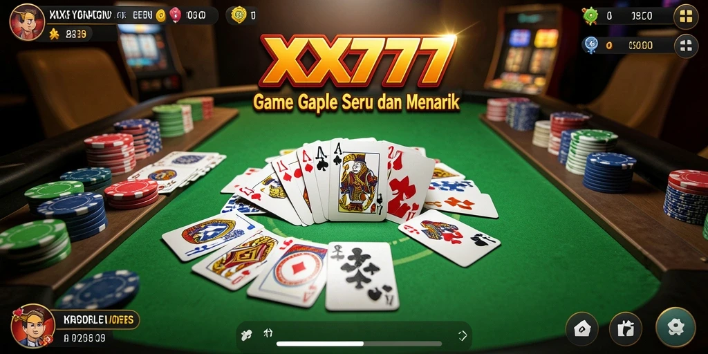 Screenshot gameplay XXX777 dengan suasana bermain Gaple yang seru.